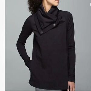 Lululemon Faded Black Savasana Yoga Cowl Neck Wrap Relaxed Fit Lounge Jacket